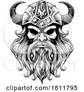 Viking Warrior Man Strong Mascot Face in Helmet by AtStockIllustration #COLLC1811795-0021