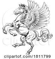 Pegasus Horse Crest Rampant Heraldic Coat Of Arms by AtStockIllustration