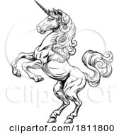 Unicorn Horse Crest Rampant Heraldic Coat Of Arms by AtStockIllustration