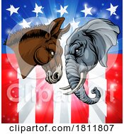 Republican Democrat Elephant Donkey Election by AtStockIllustration #COLLC1811807-0021