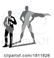 Poster, Art Print Of Superhero Business Man With Super Hero Shadow