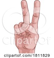 Hand in a Peace or V for Victory Sign by AtStockIllustration #COLLC1811829-0021