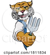 Poster, Art Print Of Wildcat Gardener Gardening Animal Mascot