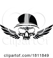 04/28/2024 - Black And White Biker Skull With Wings