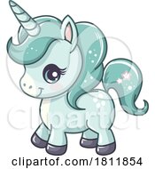 Cartoon Cute Teal Unicorn