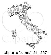 Poster, Art Print Of Pasta Or Italian Macaroni Vector Italy Map
