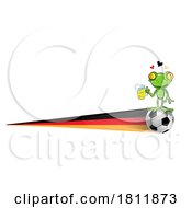 Poster, Art Print Of Happy Frog Cartoon With Glass Of Beer And Soccer Ball On German Flag