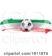 Poster, Art Print Of Paint Brush Stroke Italian Flag With A Soccer Ball