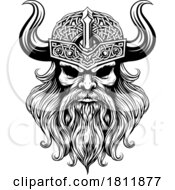 Viking Warrior Man Strong Mascot Face in Helmet by AtStockIllustration #COLLC1811877-0021