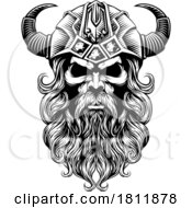 Poster, Art Print Of Viking Warrior Man Strong Mascot Face In Helmet