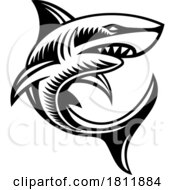 Poster, Art Print Of Shark Animal Woodcut Vintage Style Icon Mascot