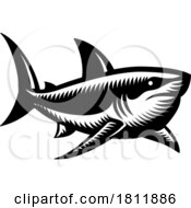 Shark Animal Woodcut Vintage Style Icon Mascot
