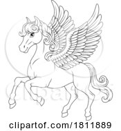Poster, Art Print Of Pegasus Wings Horse Cartoon Animal Illustration
