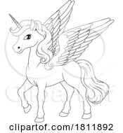 Unicorn Pegasus Wings Horn Horse Animal Cartoon by AtStockIllustration #COLLC1811892-0021