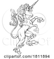 Unicorn Horse Crest Rampant Heraldic Coat of Arms by AtStockIllustration #COLLC1811894-0021