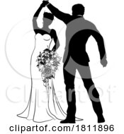 Bride and Groom Couple Wedding Dress Silhouettes by AtStockIllustration #COLLC1811896-0021