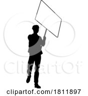 Poster, Art Print Of Protest Rally March Picket Sign Silhouette Person