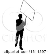 Protest Rally March Picket Sign Silhouette Person by AtStockIllustration #COLLC1811897-0021