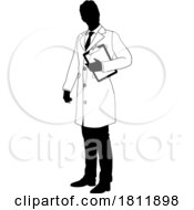 Scientist Engineer Survey Clipboard Man Silhouette by AtStockIllustration #COLLC1811898-0021