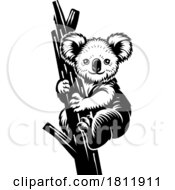 Poster, Art Print Of Koala Bear Animal Woodcut Vintage Icon Mascot
