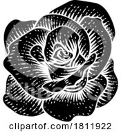 05/22/2024 - Rose Flower Design Woodcut Vintage Retro Style