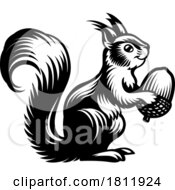 Squirrel Animal Woodcut Vintage Style Icon Mascot