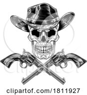 Poster, Art Print Of Cowboy Hat Pistols Skull Pirate Cross Bones