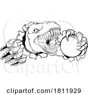Dinosaur Cricket Player Animal Sports Mascot