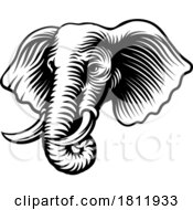 Elephant Animal Woodcut Vintage Style Icon Mascot by AtStockIllustration #COLLC1811933-0021