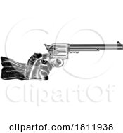 Hand and Western Cowboy Gun Pistol Vintage Woodcut by AtStockIllustration #COLLC1811938-0021