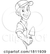 Bricklayer Mascot Tool Mason Construction Mascot by AtStockIllustration #COLLC1811939-0021