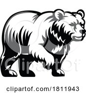 Poster, Art Print Of Bear Animal Woodcut Vintage Grizzly Icon Mascot