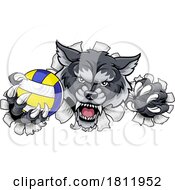 Poster, Art Print Of Wolf Werewolf Volleyball Volley Ball Claw Mascot