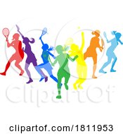 Tennis Women Female Players Silhouettes Concept