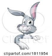 05/24/2024 - Easter Bunny Rabbit Cartoon Character Peeking Sign
