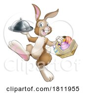 Poster, Art Print Of Easter Bunny Rabbit Cartoon Food Tray Cloche Chef