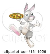 Poster, Art Print Of Easter Bunny Rabbit Cartoon Pizza Restaurant Chef