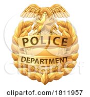 Poster, Art Print Of Police Badge Shield Star Sheriff Cop Crest Symbol