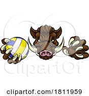 Boar Razorback Hog Volleyball Volley Ball Mascot by AtStockIllustration