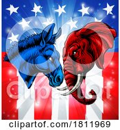 Poster, Art Print Of Republican Democrat Elephant Donkey Election
