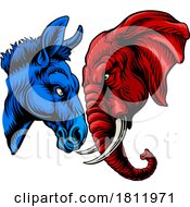 Republican Democrat Elephant Donkey Election by AtStockIllustration #COLLC1811971-0021