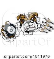 Bulldog Dog Angry Pool Billiards Mascot Cartoon