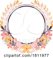 Poster, Art Print Of Circle Flowers Floral Border Frame Wreath Concept