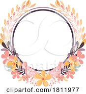 Circle Flowers Floral Border Frame Wreath Concept