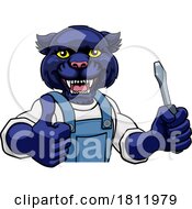 Poster, Art Print Of Panther Electrician Handyman Holding Screwdriver