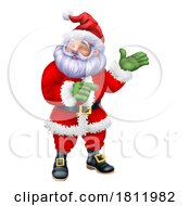 Poster, Art Print Of Cartoon Santa Claus Father Christmas Pointing