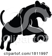 Black And White Running Or Leaping Panther