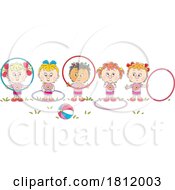 Poster, Art Print Of Cartoon Children With Hula Hoops