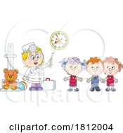 Poster, Art Print Of Cartoon Children Getting Vaccines
