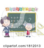 Cartoon Teacher And Girl In A Math Lesson